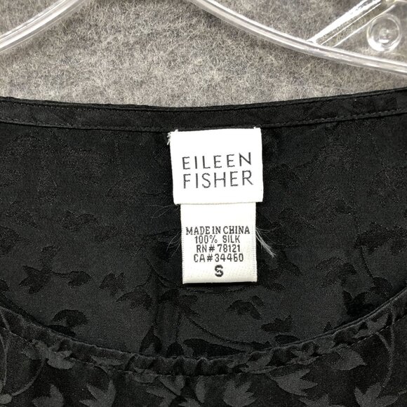 Eileen Fisher 100% Silk Top Womens S Oversized Relaxed Floral 3/4 Sleeve Tunic - Picture 5 of 9